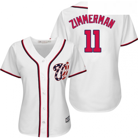 Womens Majestic Washington Nationals 11 Ryan Zimmerman Replica White Home Cool Base MLB Jersey