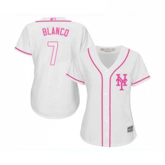 Womens New York Mets 7 Gregor Blanco Authentic White Fashion Cool Base Baseball Jersey