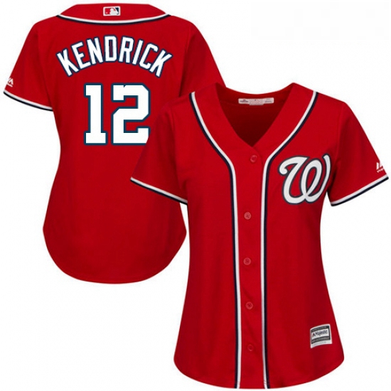 Womens Majestic Washington Nationals 12 Howie Kendrick Authentic Navy Blue Alternate 2 Cool Base MLB