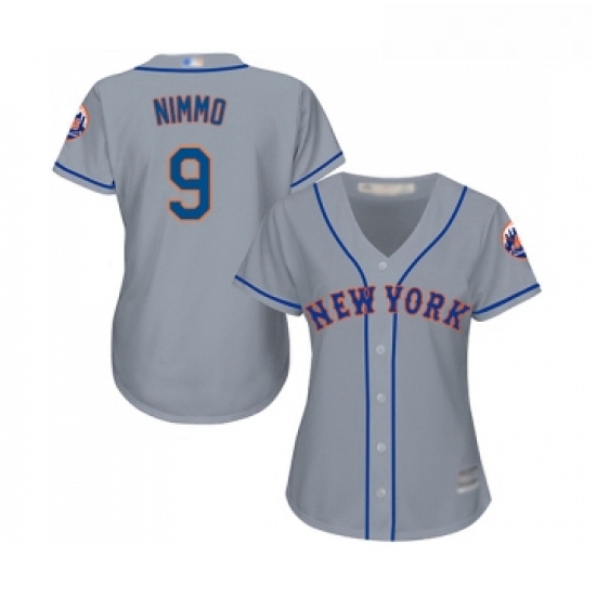 Womens New York Mets 9 Brandon Nimmo Authentic Grey Road Cool Base Baseball Jersey