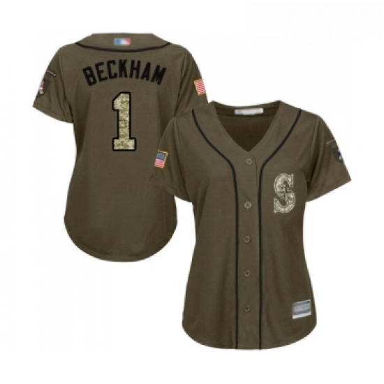 Womens Seattle Mariners 1 Tim Beckham Authentic Green Salute to 
