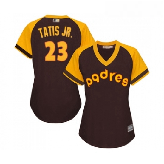 Womens San Diego Padres 23 Fernando Tatis Jr Replica Brown Alternate Cooperstown Cool Base Baseball 