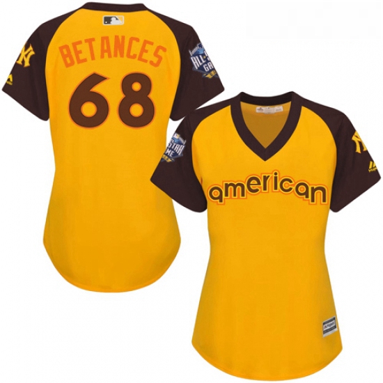 Womens Majestic New York Yankees 68 Dellin Betances Authentic Yellow 2016 All Star American League B