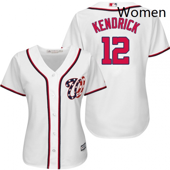 Womens Majestic Washington Nationals 12 Howie Kendrick Authentic White Home Cool Base MLB Jersey