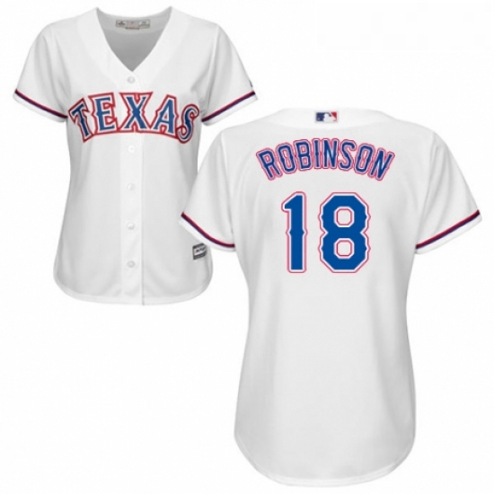 Womens Majestic Texas Rangers 18 Drew Robinson Replica White Home Cool Base MLB Jersey