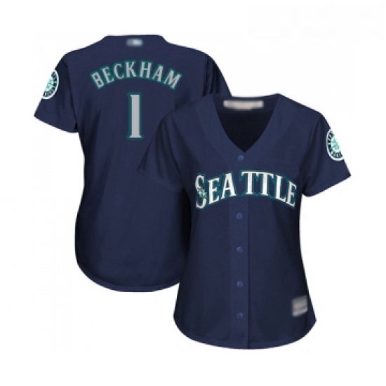 Womens Seattle Mariners 1 Tim Beckham Replica Navy Blue Alternate 2 Cool Base Baseball Jersey