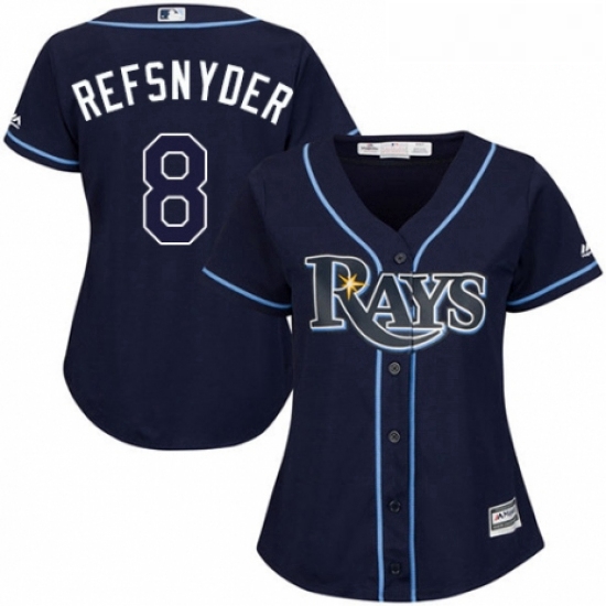 Womens Majestic Tampa Bay Rays 8 Rob Refsnyder Authentic Navy Blue Alternate Cool Base MLB Jersey