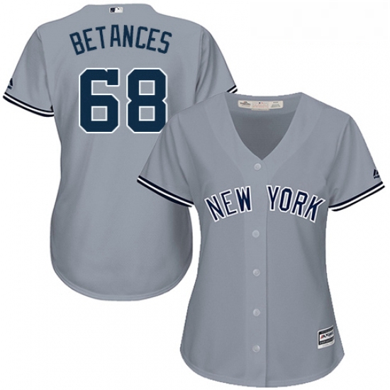 Womens Majestic New York Yankees 68 Dellin Betances Replica Grey Road MLB Jersey