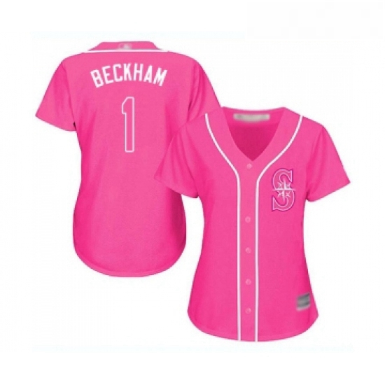 Womens Seattle Mariners 1 Tim Beckham Replica Pink Fashion Cool Base Baseball Jersey