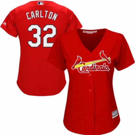 Womens Majestic St Louis Cardinals 32 Steve Carlton Authentic Red Alternate Cool Base MLB Jersey