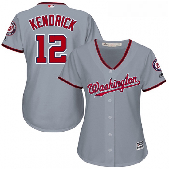 Womens Majestic Washington Nationals 12 Howie Kendrick Replica Grey Road Cool Base MLB Jersey