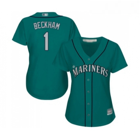 Womens Seattle Mariners 1 Tim Beckham Replica Teal Green Alternate Cool Base Baseball Jersey