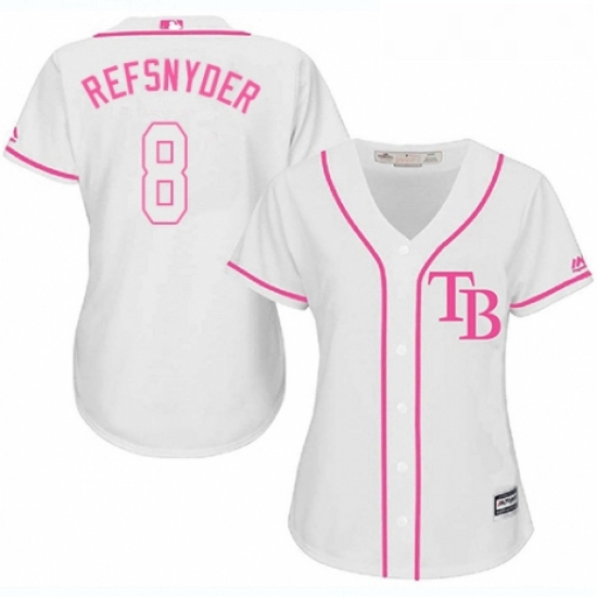 Womens Majestic Tampa Bay Rays 8 Rob Refsnyder Authentic White F
