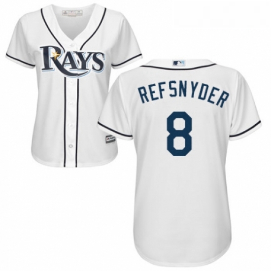 Womens Majestic Tampa Bay Rays 8 Rob Refsnyder Authentic White Home Cool Base MLB Jersey