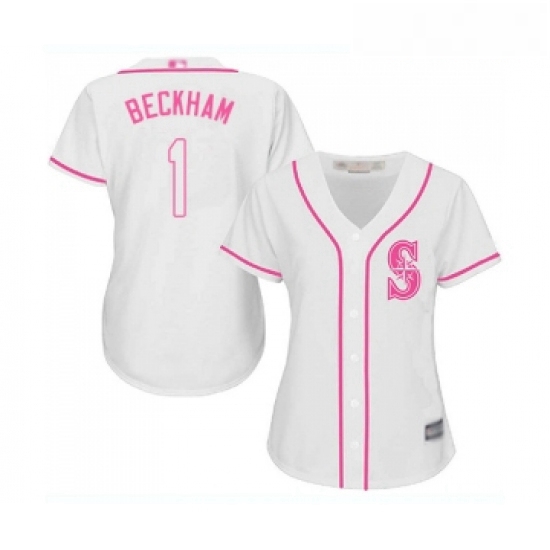 Womens Seattle Mariners 1 Tim Beckham Replica White Fashion Cool Base Baseball Jersey