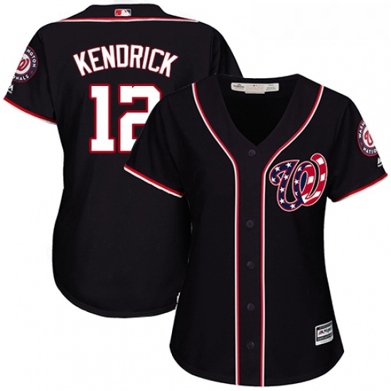 Womens Majestic Washington Nationals 12 Howie Kendrick Replica Red Alternate 1 Cool Base MLB Jersey