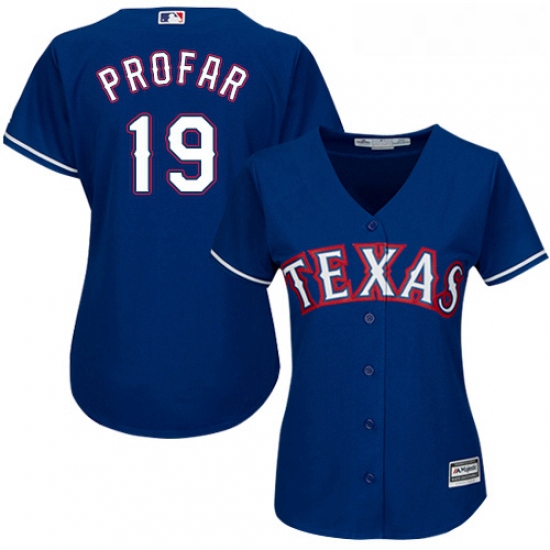 Womens Majestic Texas Rangers 19 Jurickson Profar Authentic Royal Blue Alternate 2 Cool Base MLB Jer