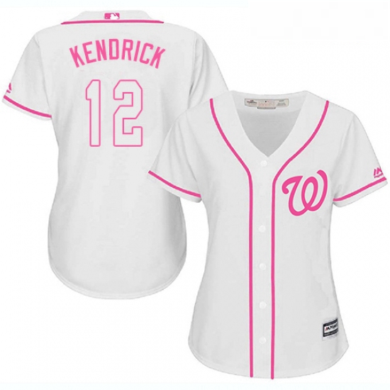 Womens Majestic Washington Nationals 12 Howie Kendrick Replica White Fashion Cool Base MLB Jersey