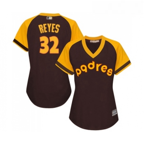 Womens San Diego Padres 32 Franmil Reyes Replica Brown Alternate Cooperstown Cool Base Baseball Jers