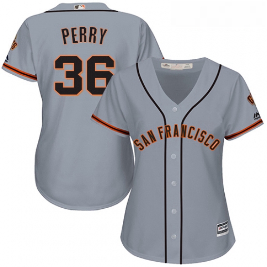 Womens Majestic San Francisco Giants 36 Gaylord Perry Replica Grey Road Cool Base MLB Jersey