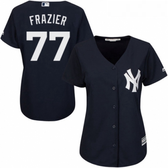 Womens Majestic New York Yankees 77 Clint Frazier Authentic Navy Blue Alternate MLB Jersey