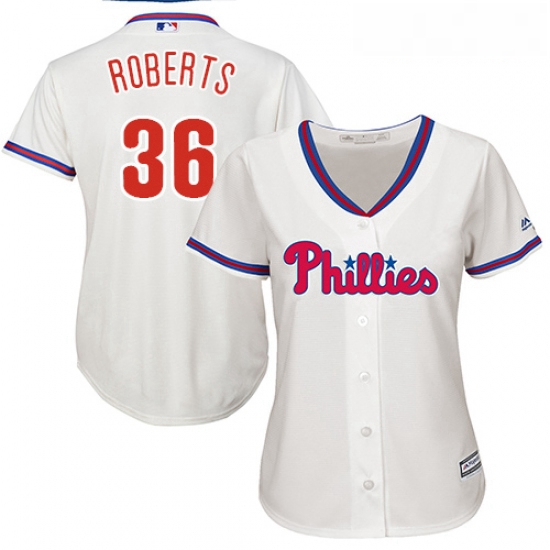 Womens Majestic Philadelphia Phillies 36 Robin Roberts Authentic Cream Alternate Cool Base MLB Jerse