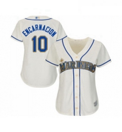 Womens Seattle Mariners 10 Edwin Encarnacion Replica Cream Alternate Cool Base Baseball Jersey