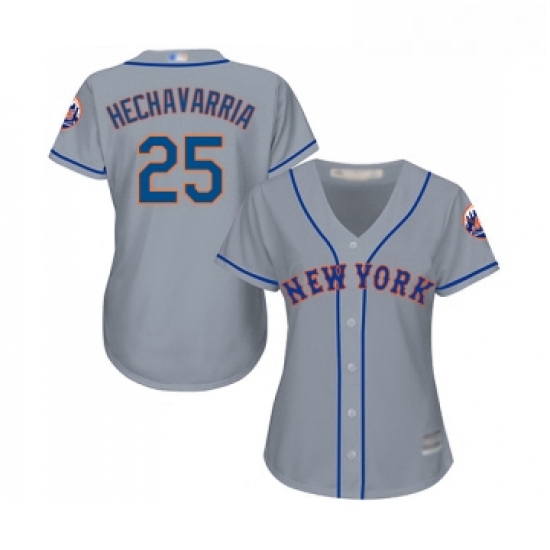 Womens New York Mets 25 Adeiny Hechavarria Authentic Grey Road Cool Base Baseball Jersey