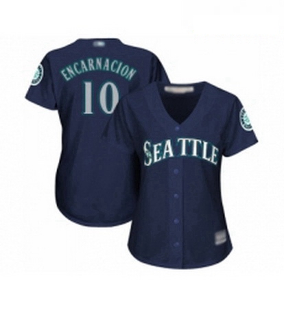 Womens Seattle Mariners 10 Edwin Encarnacion Replica Navy Blue Alternate 2 Cool Base Baseball Jersey