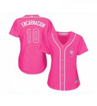 Womens Seattle Mariners 10 Edwin Encarnacion Replica Pink Fashion Cool Base Baseball Jersey