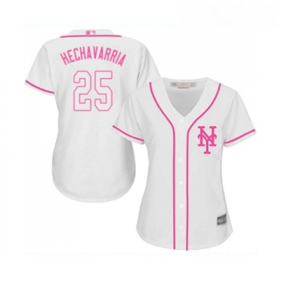 Womens New York Mets 25 Adeiny Hechavarria Authentic White Fashion Cool Base Baseball Jersey