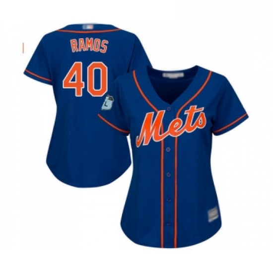 Womens New York Mets 40 Wilson Ramos Authentic Royal Blue Alternate Home Cool Base Baseball Jersey