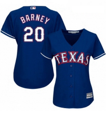 Womens Majestic Texas Rangers 20 Darwin Barney Authentic Royal Blue Alternate 2 Cool Base MLB Jersey