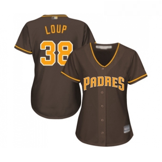 Womens San Diego Padres 38 Aaron Loup Replica Brown Alternate Cool Base Baseball Jersey