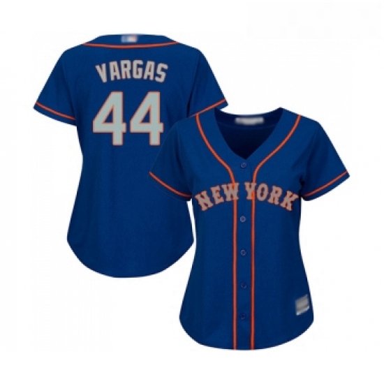 Womens New York Mets 44 Jason Vargas Authentic Royal Blue Alternate Road Cool Base Baseball Jersey