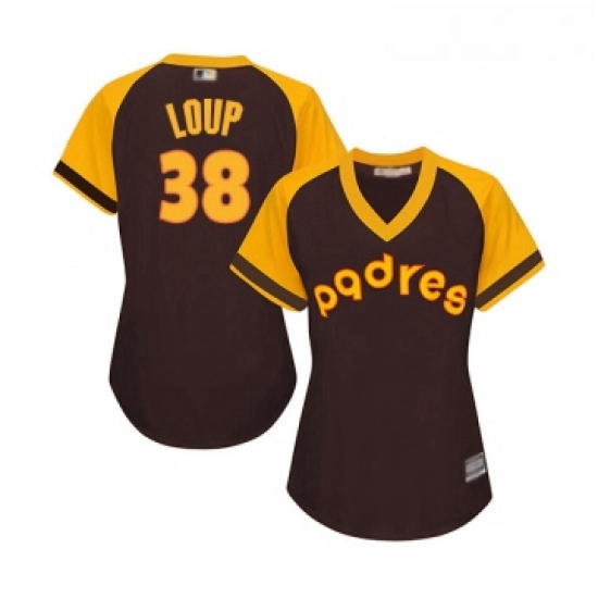 Womens San Diego Padres 38 Aaron Loup Replica Brown Alternate Cooperstown Cool Base Baseball Jersey