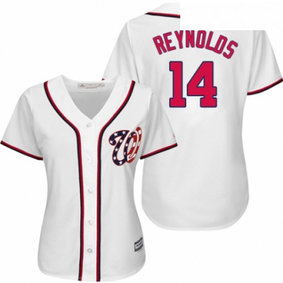 Womens Majestic Washington Nationals 14 Mark Reynolds Replica White Home Cool Base MLB Jersey