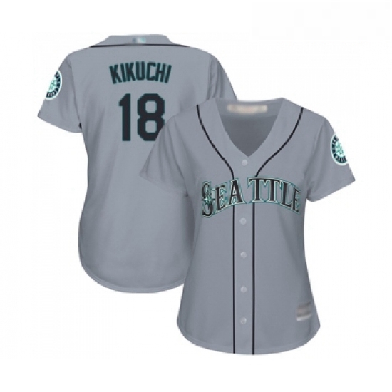 Womens Seattle Mariners 18 Yusei Kikuchi Replica Grey Road Cool Base Baseball Jersey