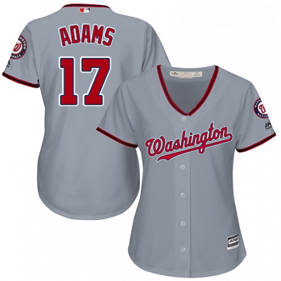 Womens Majestic Washington Nationals 17 Matt Adams Replica Grey Road Cool Base MLB Jersey