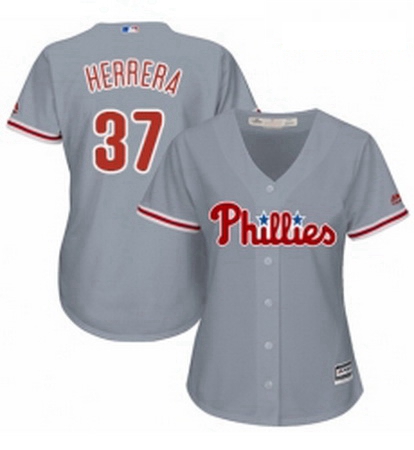 Womens Majestic Philadelphia Phillies 37 Odubel Herrera Authentic Grey Road Cool Base MLB Jersey