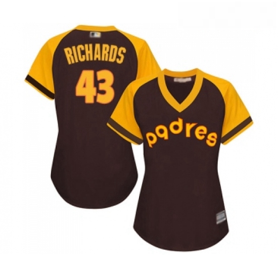 Womens San Diego Padres 43 Garrett Richards Replica Brown Alternate Cooperstown Cool Base Baseball J