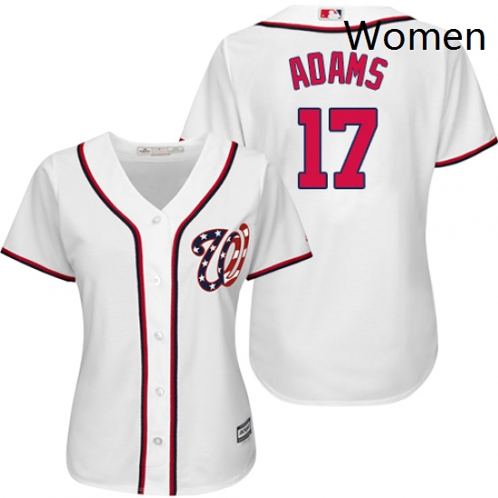 Womens Majestic Washington Nationals 17 Matt Adams Replica White Home Cool Base MLB Jersey