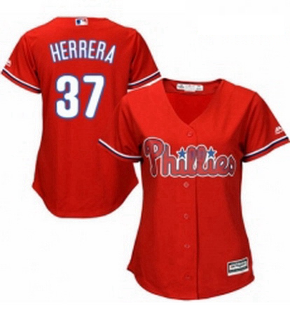 Womens Majestic Philadelphia Phillies 37 Odubel Herrera Authentic Red Alternate Cool Base MLB Jersey