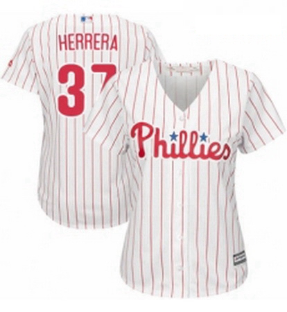 Womens Majestic Philadelphia Phillies 37 Odubel Herrera Authentic WhiteRed Strip Home Cool Base MLB 