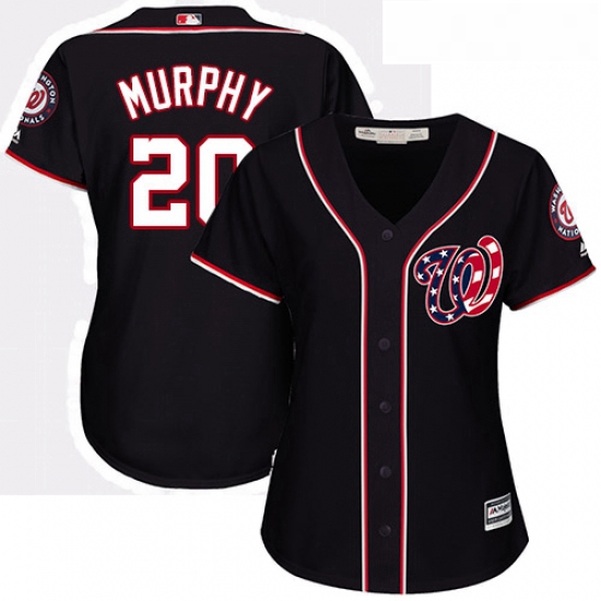 Womens Majestic Washington Nationals 20 Daniel Murphy Authentic Navy Blue Alternate 2 Cool Base MLB 