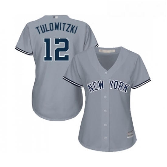 Womens New York Yankees 12 Troy Tulowitzki Authentic Grey Road B