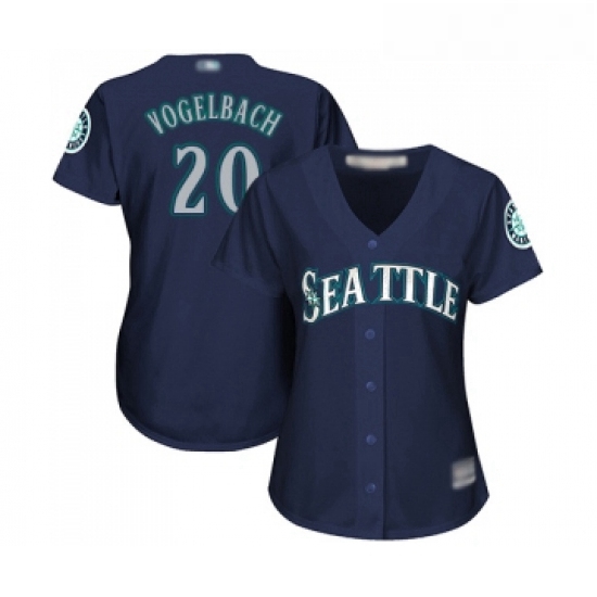 Womens Seattle Mariners 20 Dan Vogelbach Replica Navy Blue Alternate 2 Cool Base Baseball Jersey