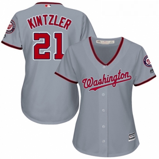 Womens Majestic Washington Nationals 21 Brandon Kintzler Authentic Grey Road Cool Base MLB Jersey