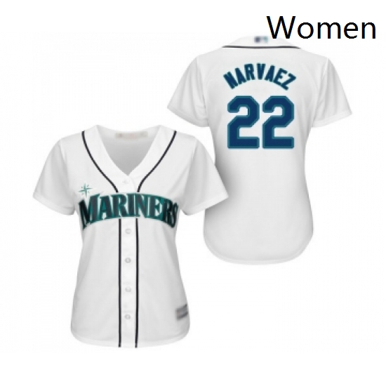 Womens Seattle Mariners 22 Omar Narvaez Replica White Home Cool Base Baseball Jersey