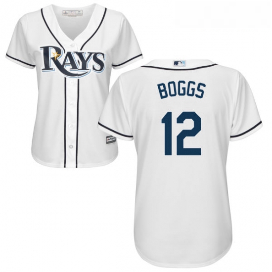 Womens Majestic Tampa Bay Rays 12 Wade Boggs Replica White Home Cool Base MLB Jersey